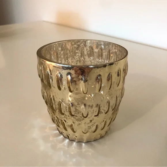 World Market Set of 10 (Two sets of 5) Gold Mercury Glass Votive Holders - Picture 3 of 12